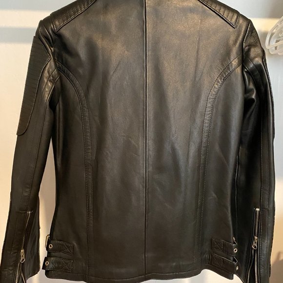 NWOT NEVER WORN Black REAL LEATHER Slim Fit Quilted Motorcycle Biker Jacket - Picture 4 of 10